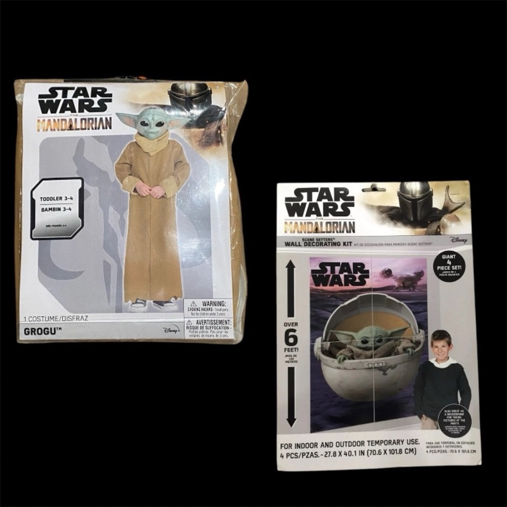 Star Wars-The Mandalorian Grogu Halloween Costume & Wall Decorating Kit-NEW!!